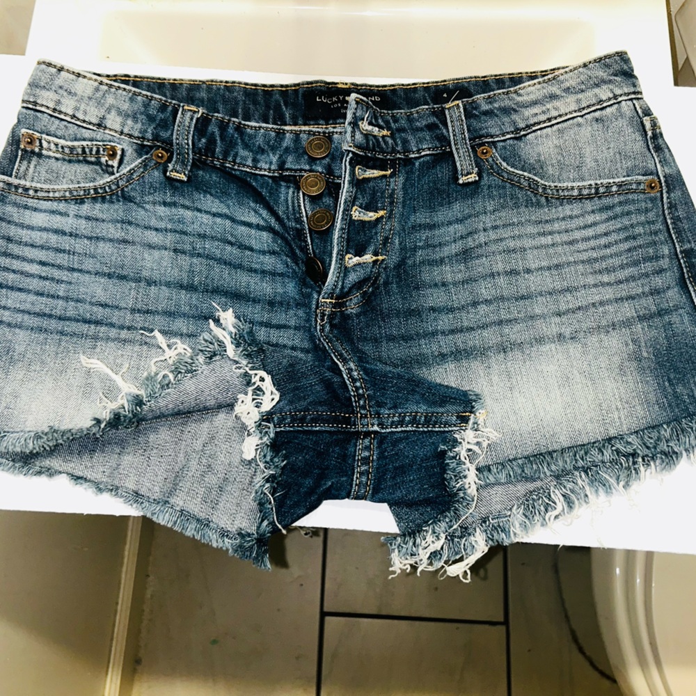 Lucky Brand Blue Frayed Jean Shorts “negotiate is open”